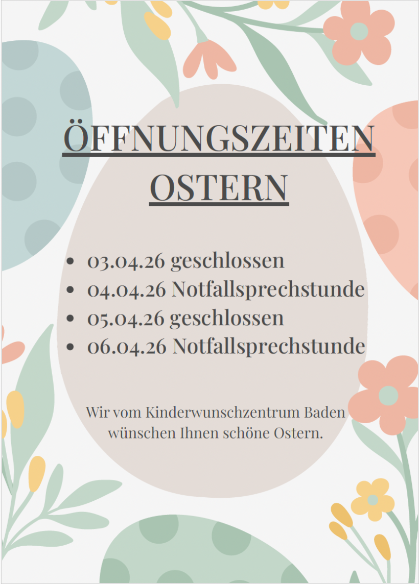 es werden die Öffnungszeiten für Ostern gezeigt